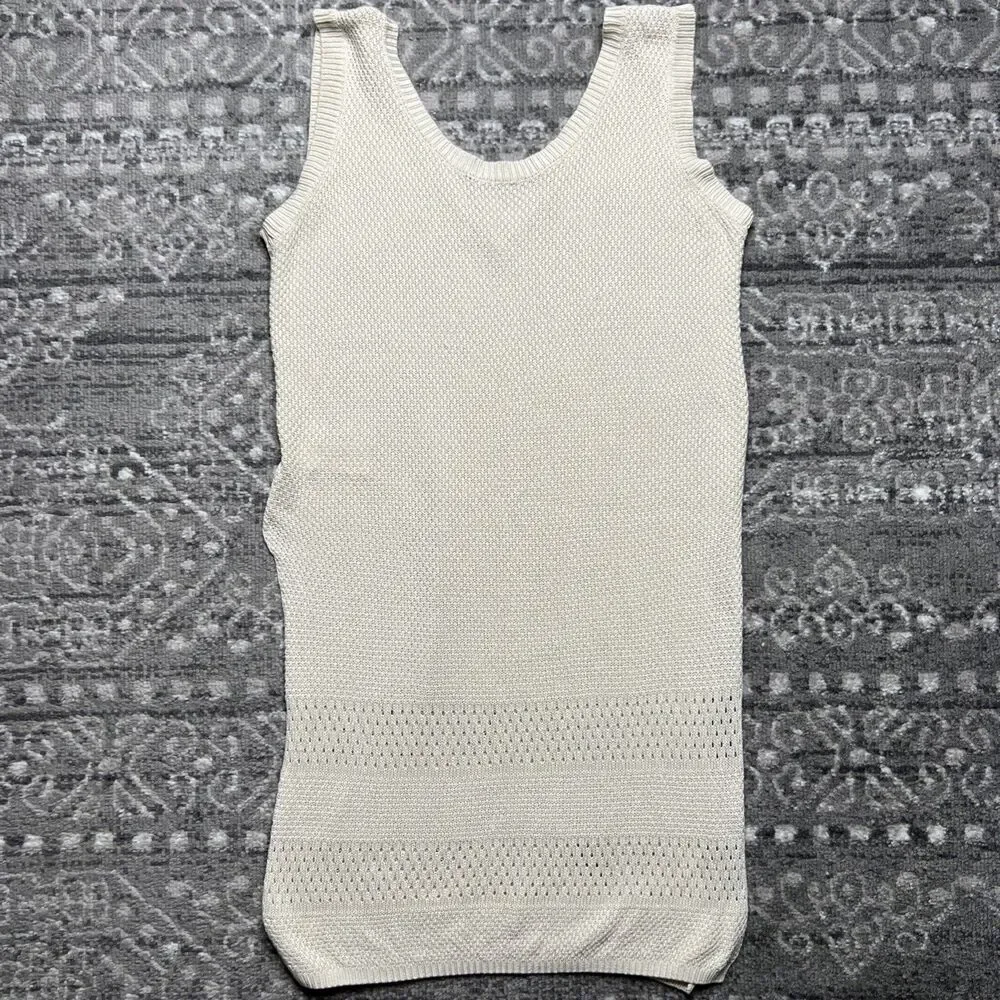 Cupshe Tunic Knit Tank Top Swimsuit Coverup  Medium Tan Beige High Side Slits